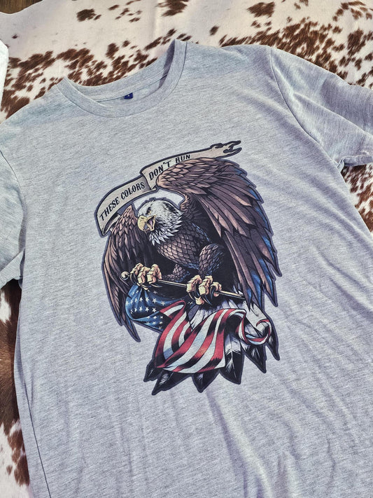 Shirt Grey  Patriotic Eagle Colors Don't Bleed