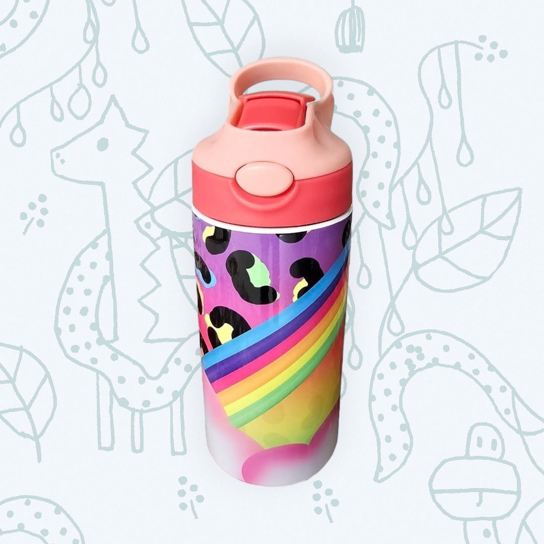 Kid Tumbler 12 OZ - Leopard Print Rainbow